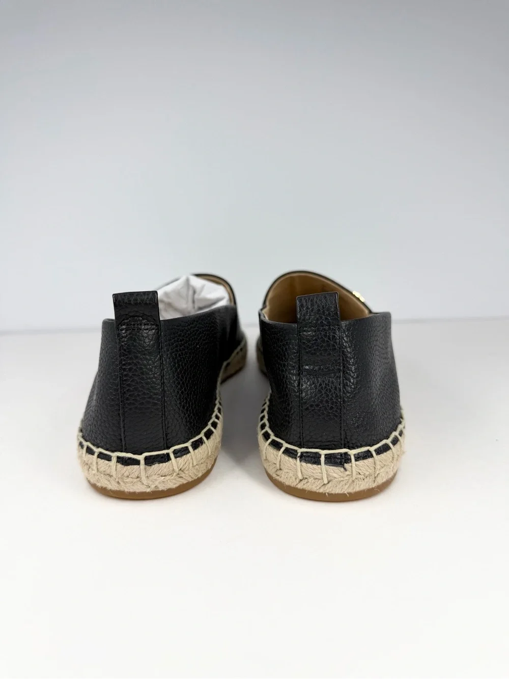 Lauren Ralph Lauren Women's Cameryn Espadrilles Black Tumbled Leather Size 9.5